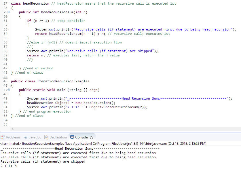 Solved Given the headRecursion Sourcecode below; refactor | Chegg.com