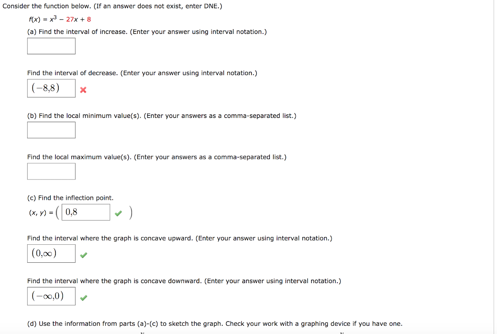 Solved Consider the function below. (If an answer does not | Chegg.com