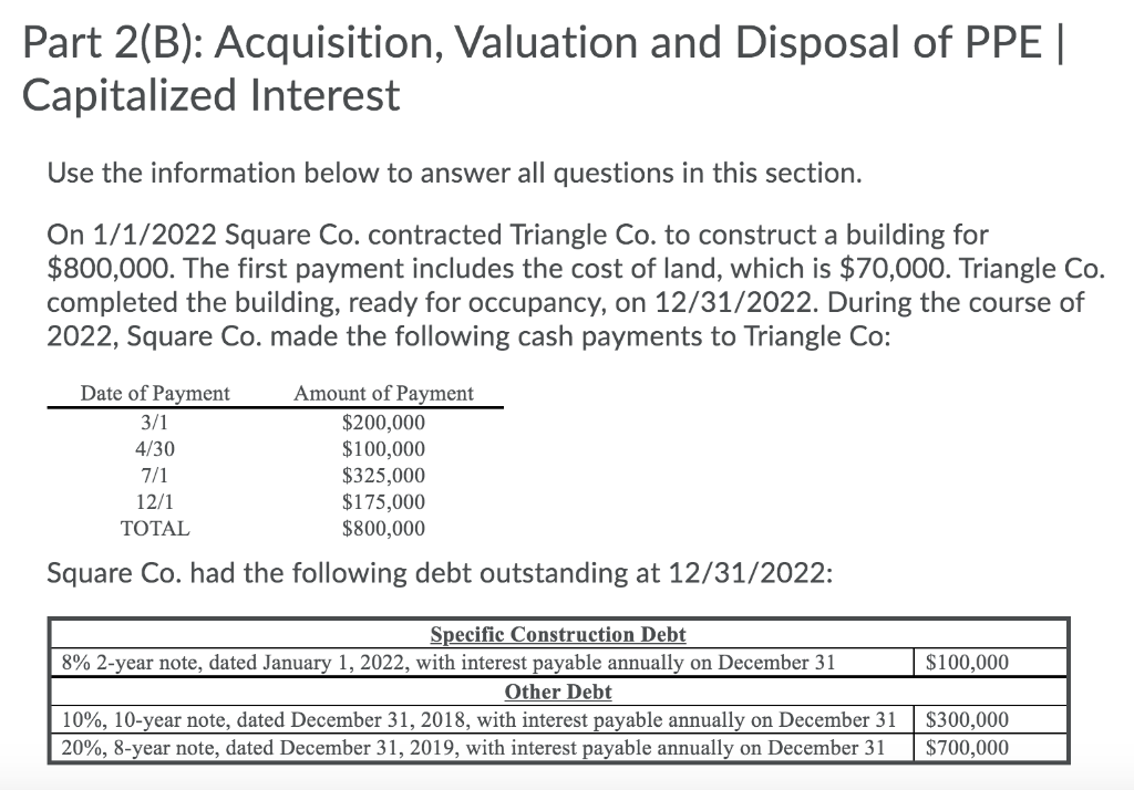 Solved Part 2(B): Acquisition, Valuation And Disposal Of PPE | Chegg.com