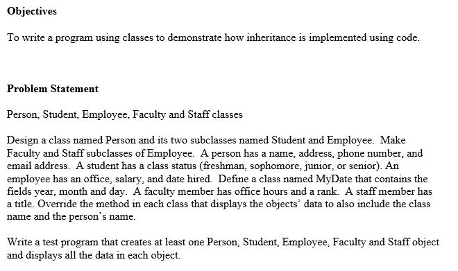 Solved Objectives To write a program using classes to | Chegg.com