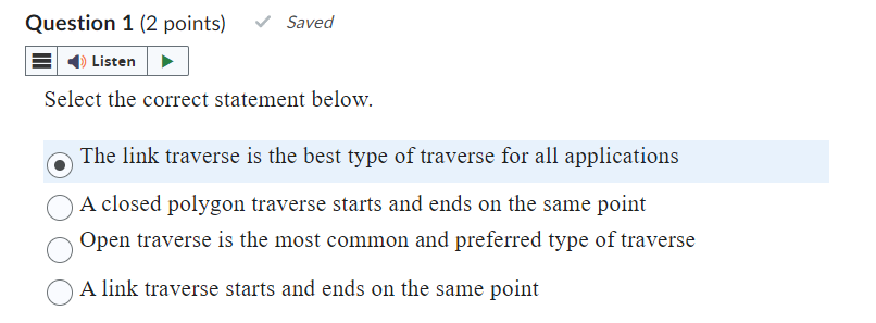 Solved Select the correct statement below. The link traverse 