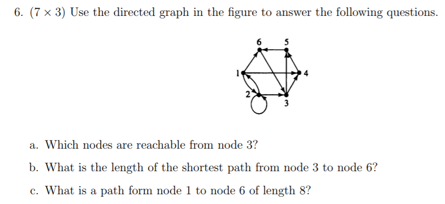 Solved 6. (7 x 3) Use the directed graph in the figure to | Chegg.com
