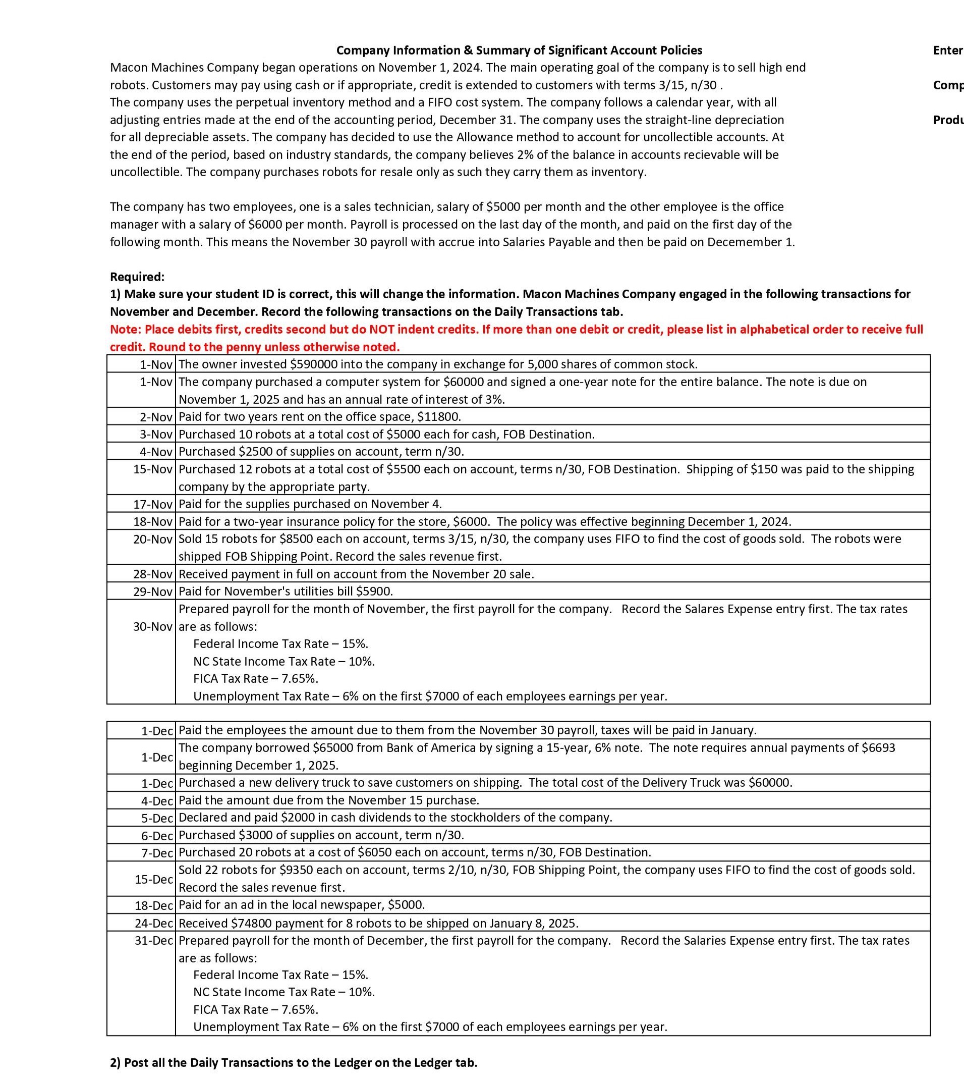 Solved Company Information \& Summary of Significant Account | Chegg.com