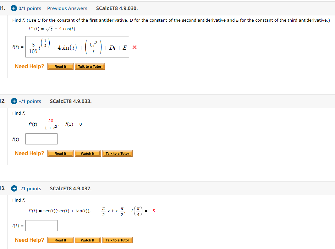 Solved Find The Antiderivative F Of F That Satisfies The