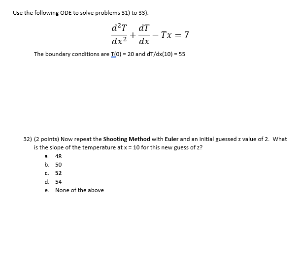 Solved Use the following ODE to solve problems 31) to 33). | Chegg.com