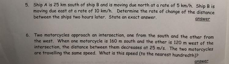 Solved 5. Ship A Is 25 Km South Of Ship B And Is Moving Due | Chegg.com