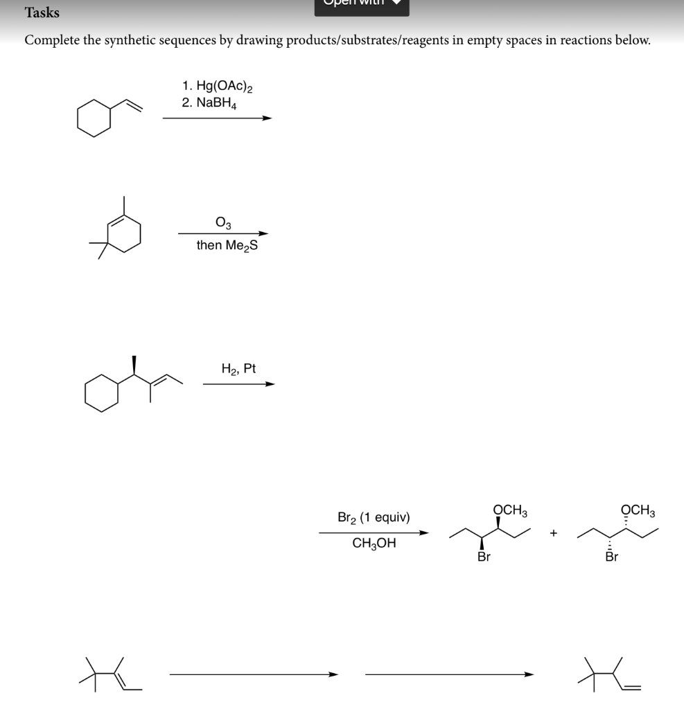 Solved Tasks Complete the synthetic sequences by drawing | Chegg.com