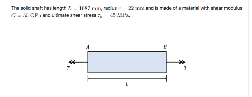 Solved The solid shaft has length L = 1687 mm, radius r = 22 | Chegg.com
