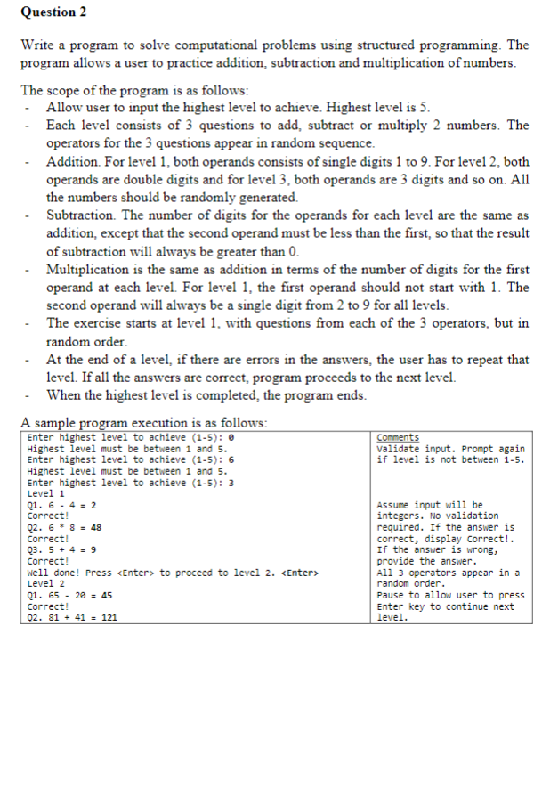 Solved Question 2 Write a program to solve computational | Chegg.com