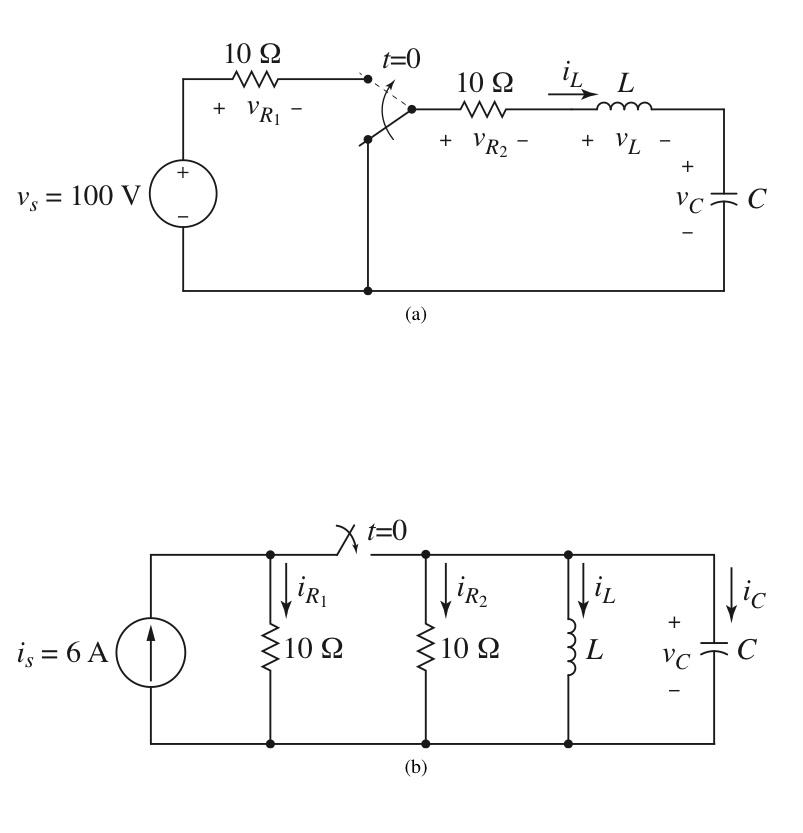 Solved (b)2. For The Following, Neither Circuit Is In Steady | Chegg.com