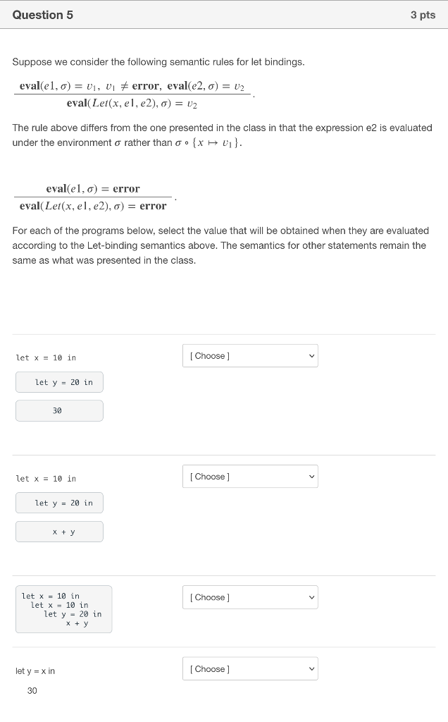Question 5 3 pts Suppose we consider the following | Chegg.com