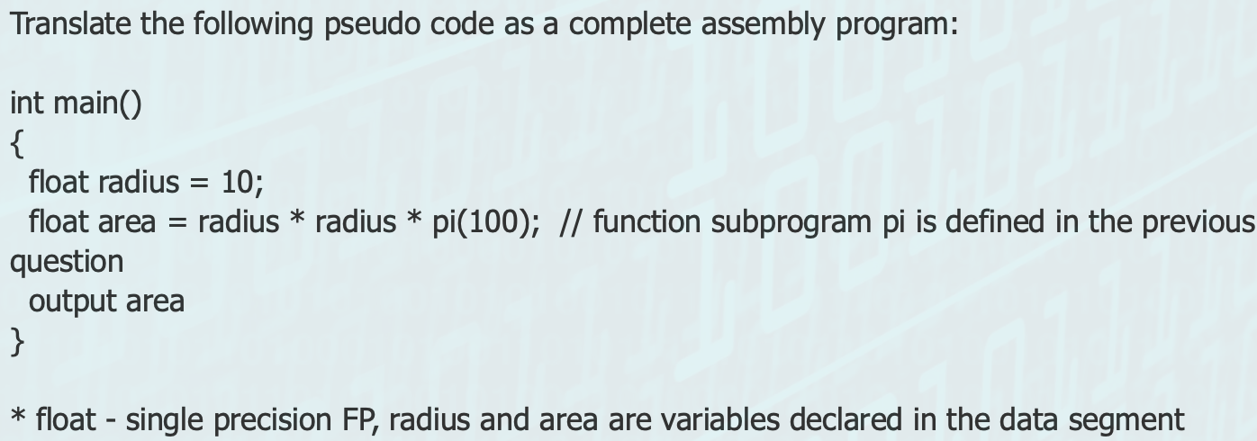 Translate the following pseudo code as a complete | Chegg.com