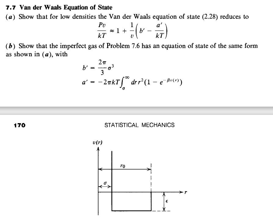 Solved + (0 - Parte ) V 7.7 Van der Waals Equation of State | Chegg.com