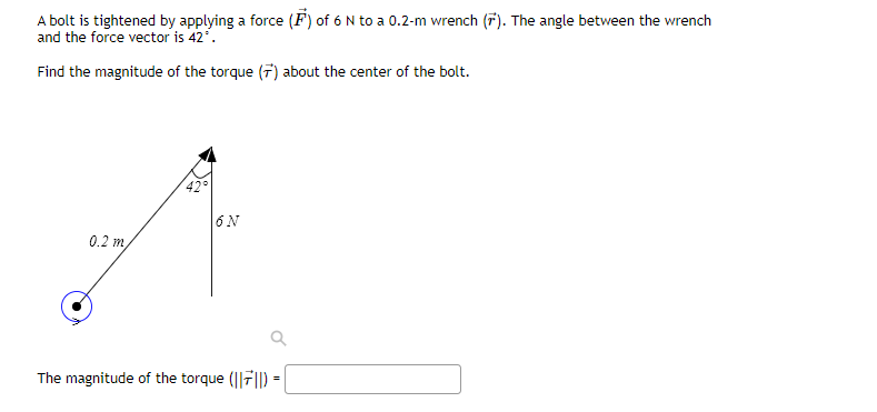 Solved A Bolt Is Tightened By Applying A Force (F) Of 6 N To | Chegg.com