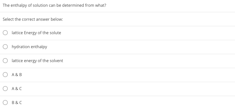 Solved The enthalpy of solution can be determined from what? | Chegg.com