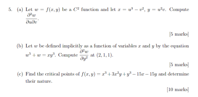 Solved 5. (a) Let w = - f(x, y) be a C² function and let z = | Chegg.com