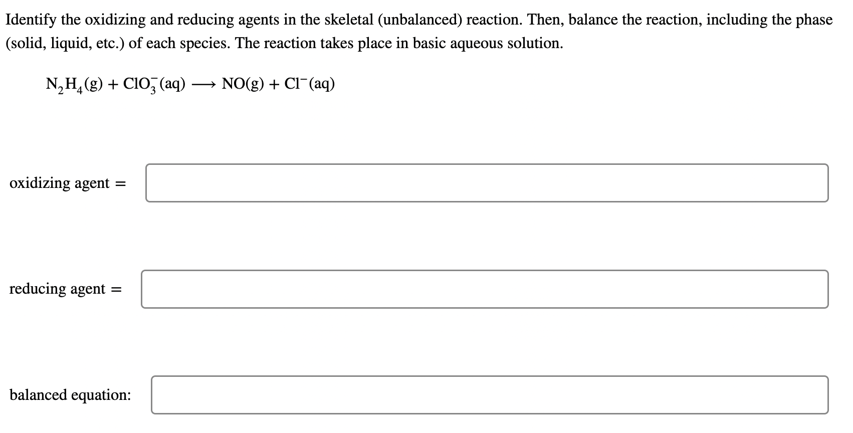 Solved Identify the oxidizing and reducing agents in the | Chegg.com