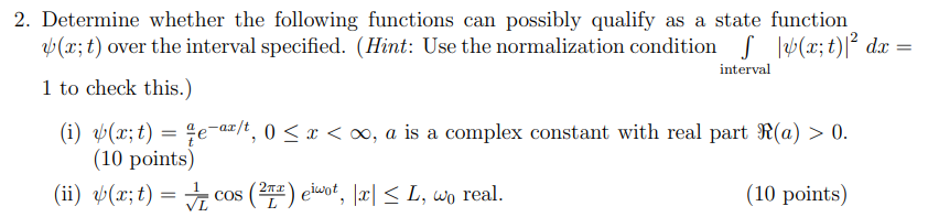 Solved interval 2. Determine whether the following functions | Chegg.com