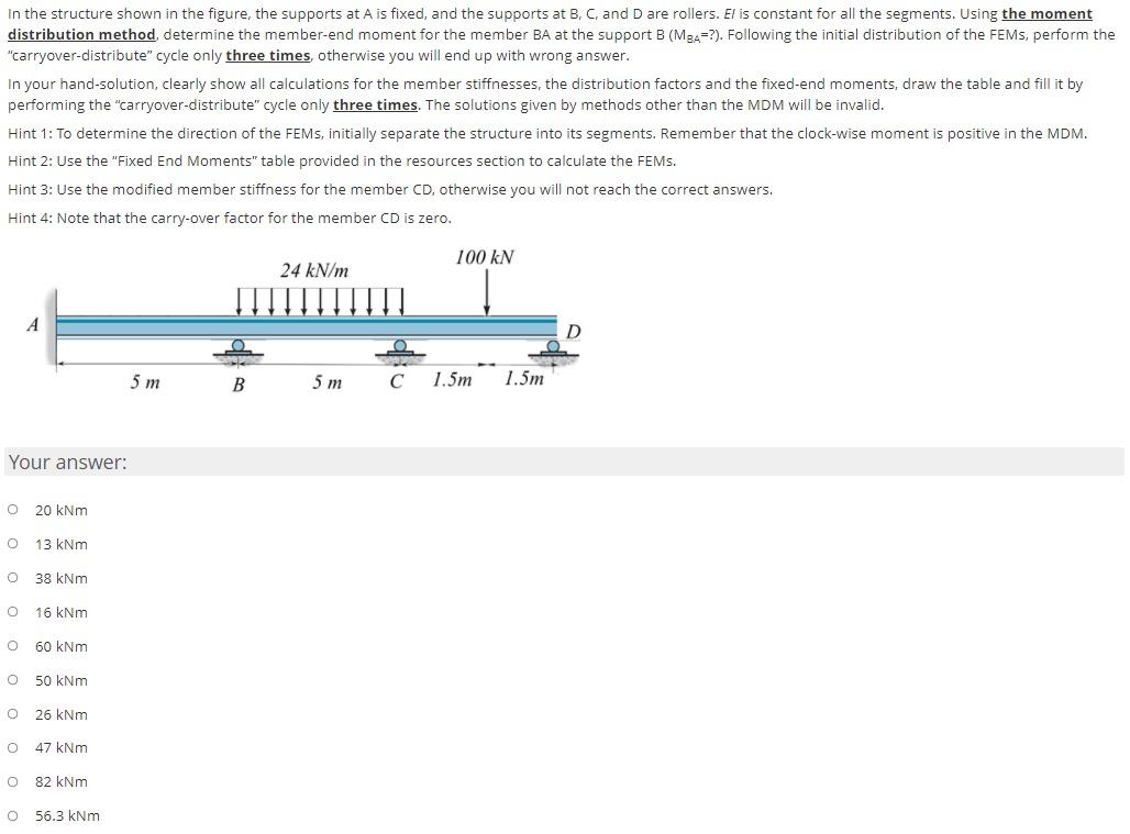Solved In the structure shown in the figure, the supports at | Chegg.com