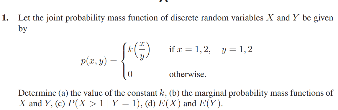 Solved Let the joint probability mass function of discrete | Chegg.com