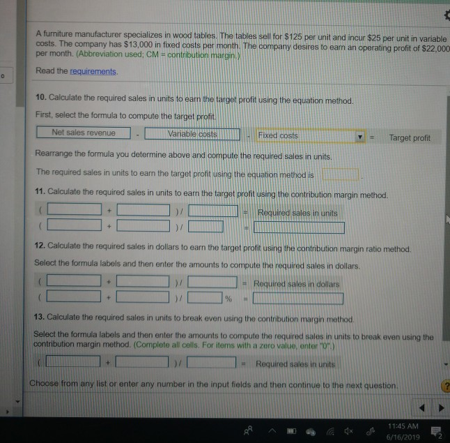 Solved A furniture manufacturer specializes in wood tables.