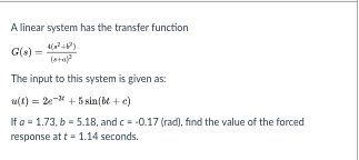 Solved A linear system has the transfer function Go) The | Chegg.com
