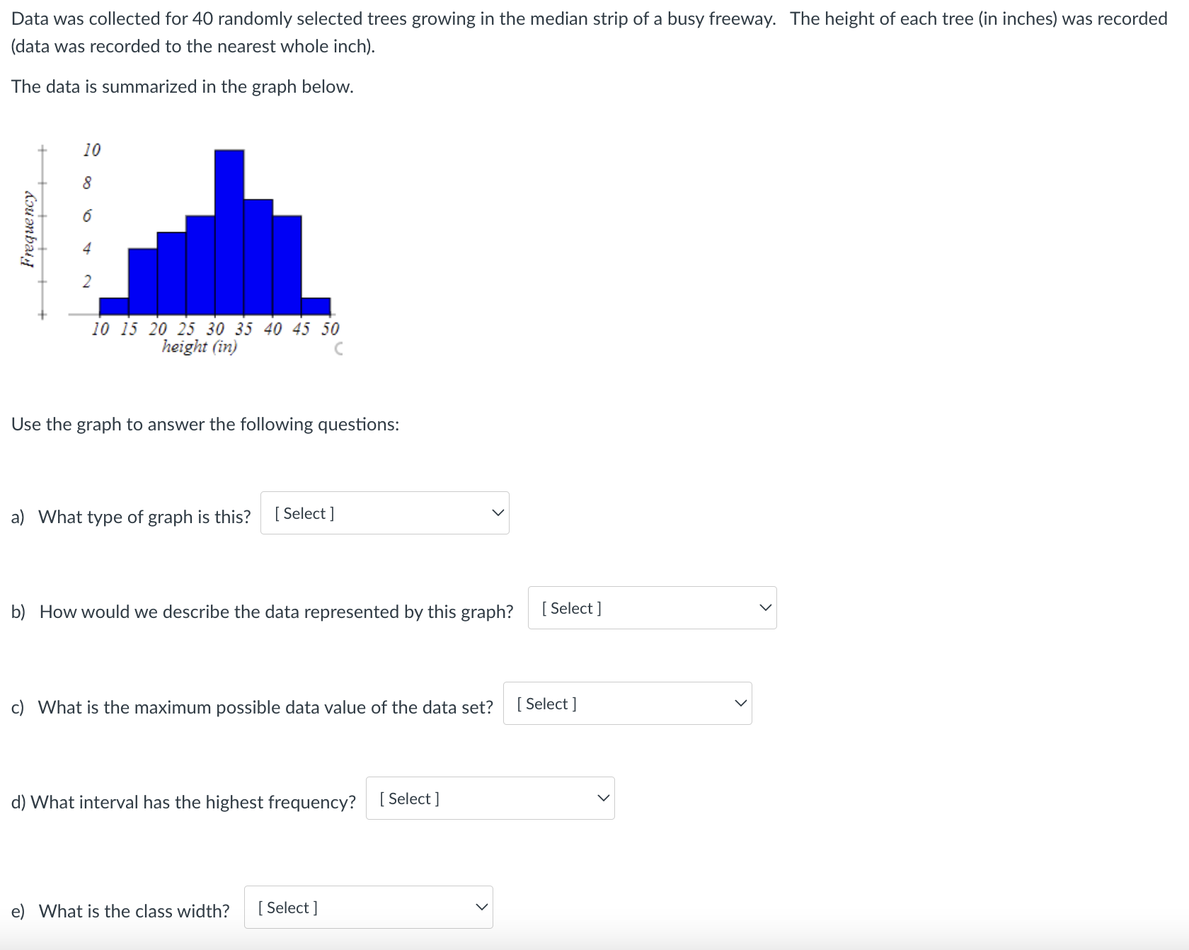 solved-data-was-collected-for-40-randomly-selected-trees-chegg