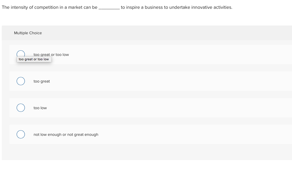 Solved The intensity of competition in a market can be to | Chegg.com