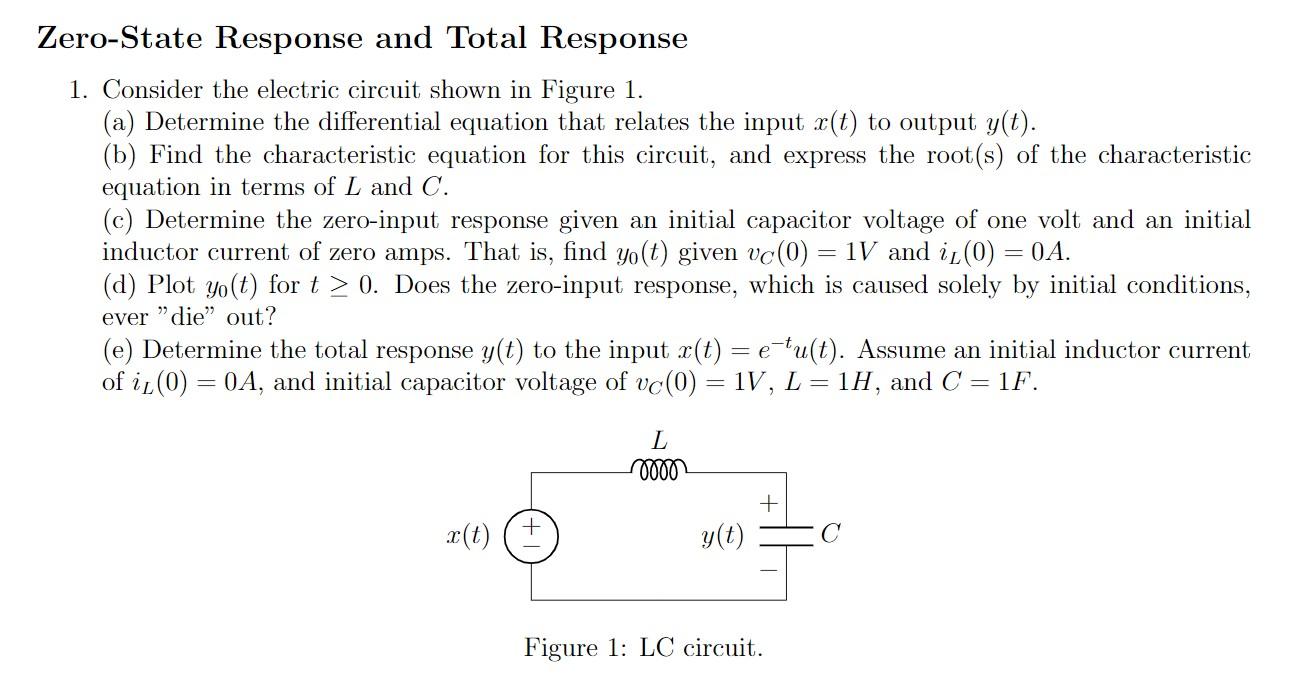 Solved Zero-State Response And Total Response 1. Consider | Chegg.com