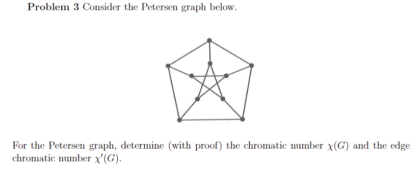 determine the chromatic number of the petersen graph