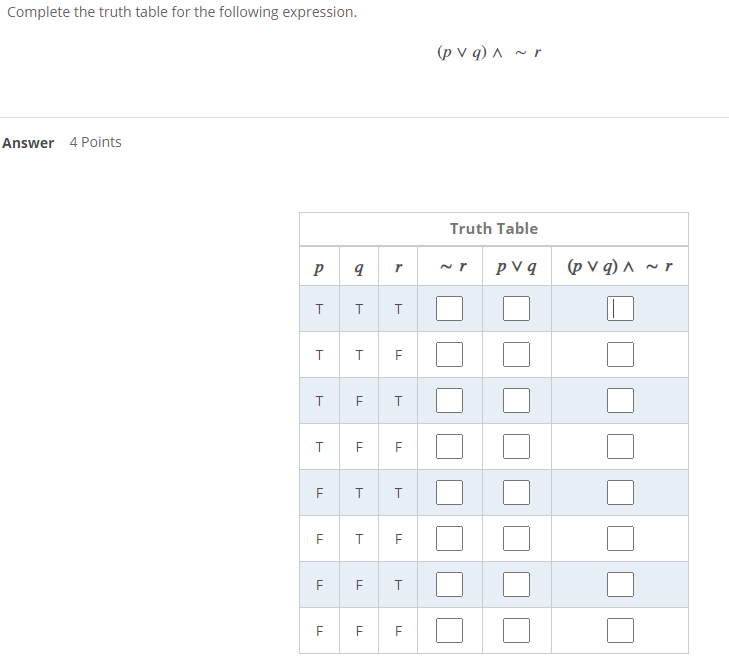 Solved Complete the truth table for the following | Chegg.com