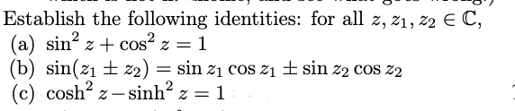 Solved Establish the following identities: for all | Chegg.com