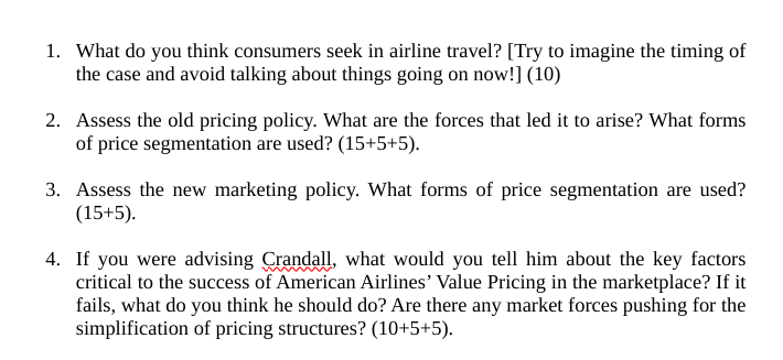 Solved 1. What do you think consumers seek in airline | Chegg.com