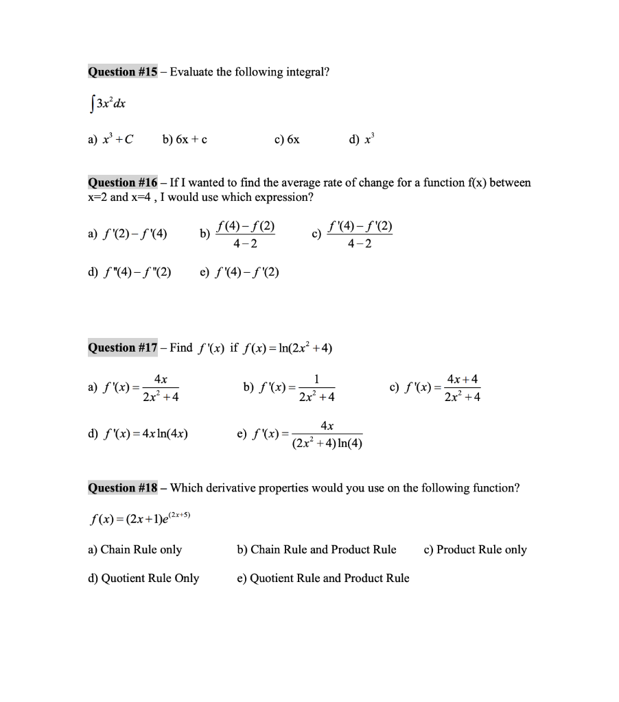 Solved Question #15 - Evaluate The Following Integral? | Chegg.com