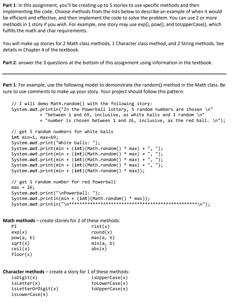 Solved Part 1: In this assignment, you'll be creating up to | Chegg.com