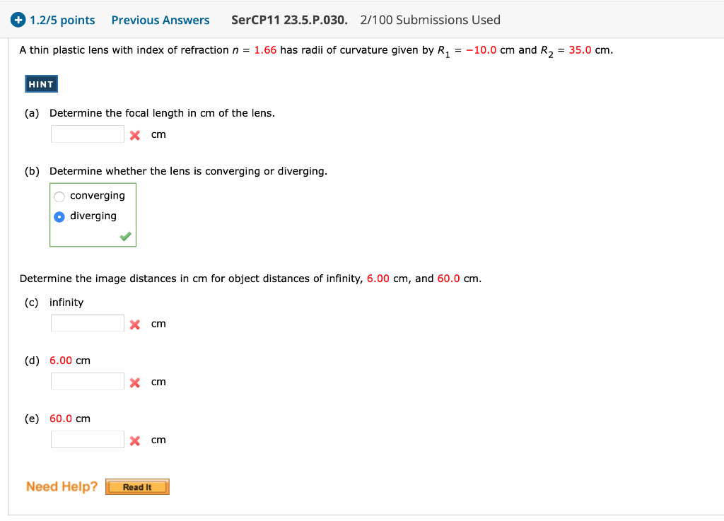 Solved 1 2 5 Points Previous Answers Sercp11 23 5 P 030 Chegg Com