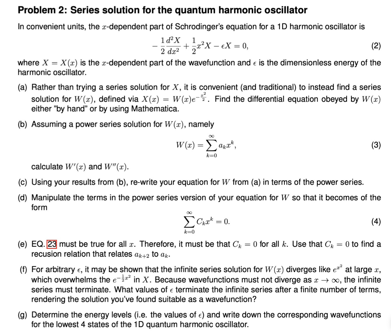Solved Problem 2 Series solution for the quantum harmonic