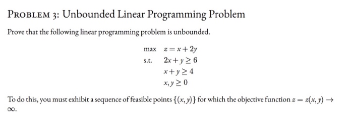 Solved Problem 3 Unbounded Linear Programming Problem Prove 6678