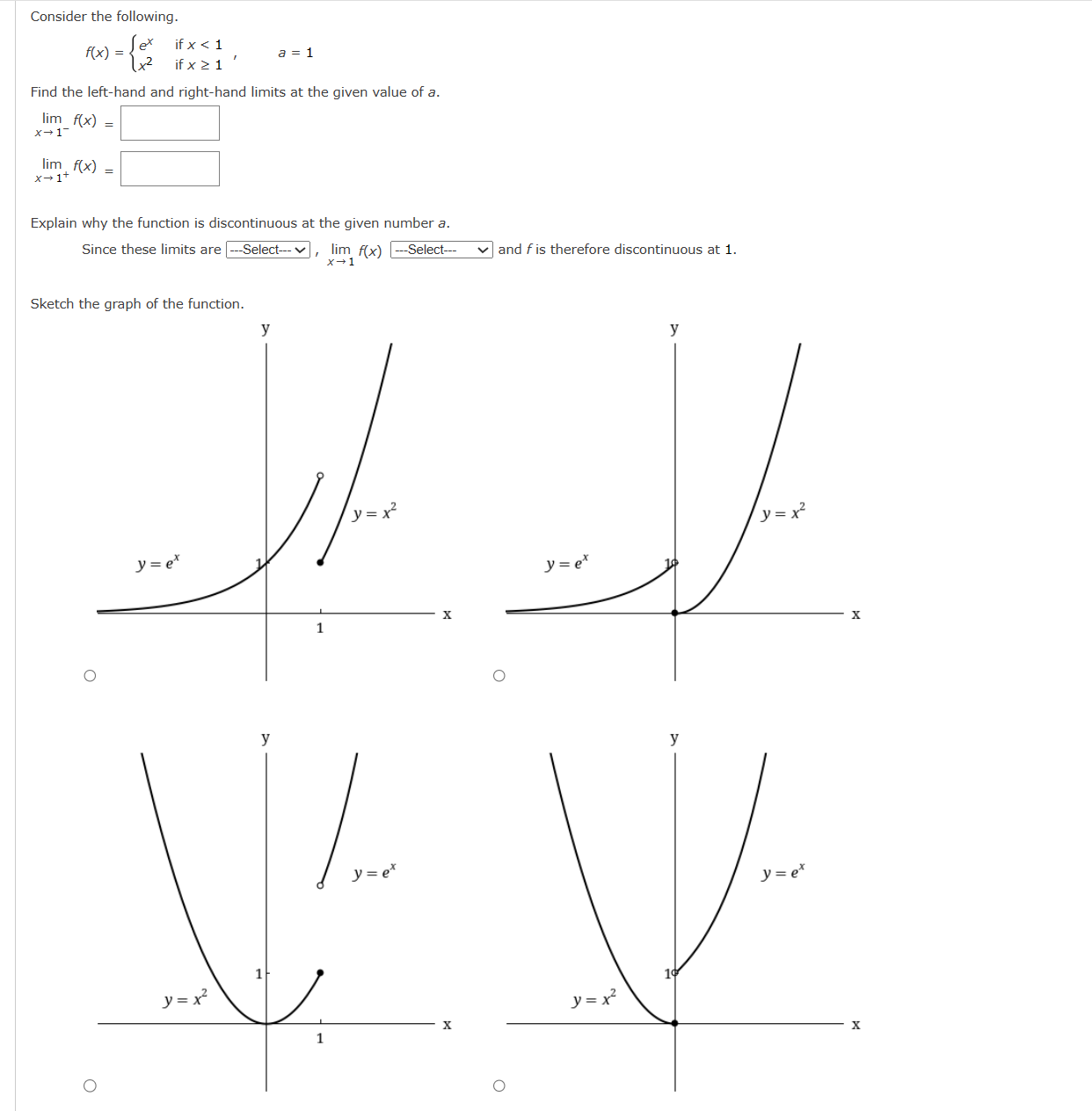 Solved Consider the following. f(x)={exx2 if x