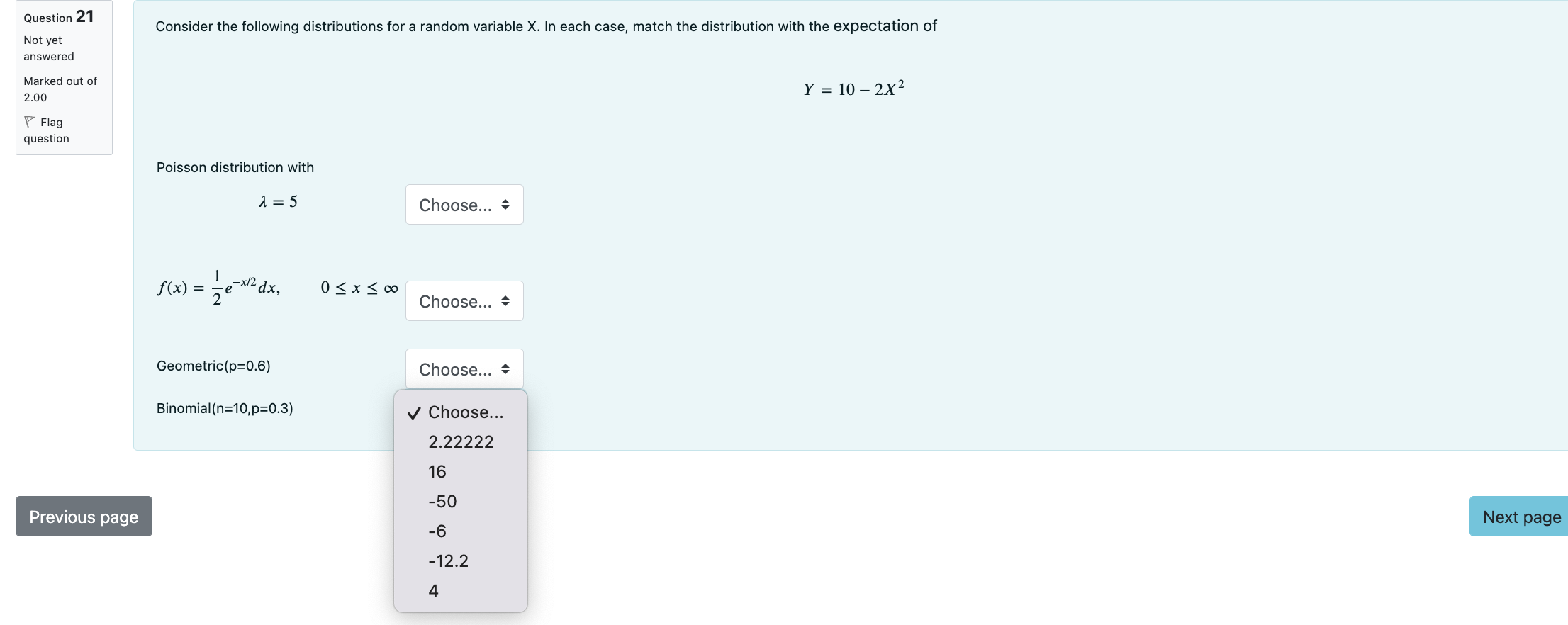 Solved Question 21 Consider the following distributions for | Chegg.com