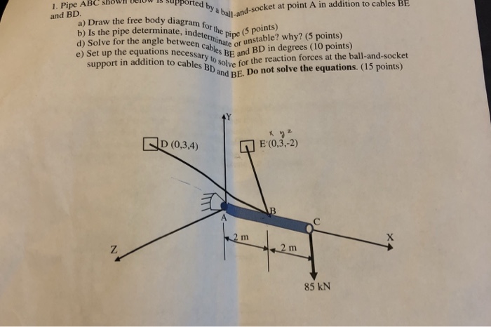 Solved 1" Pipe ABC Snown Cow And BD Supported Dy A | Chegg.com