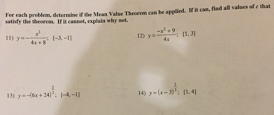 Solved Or Each Problem Determine If The Mean Value Theorem Chegg Solved Or Each Problem Determine If The Mean Value Theorem Chegg