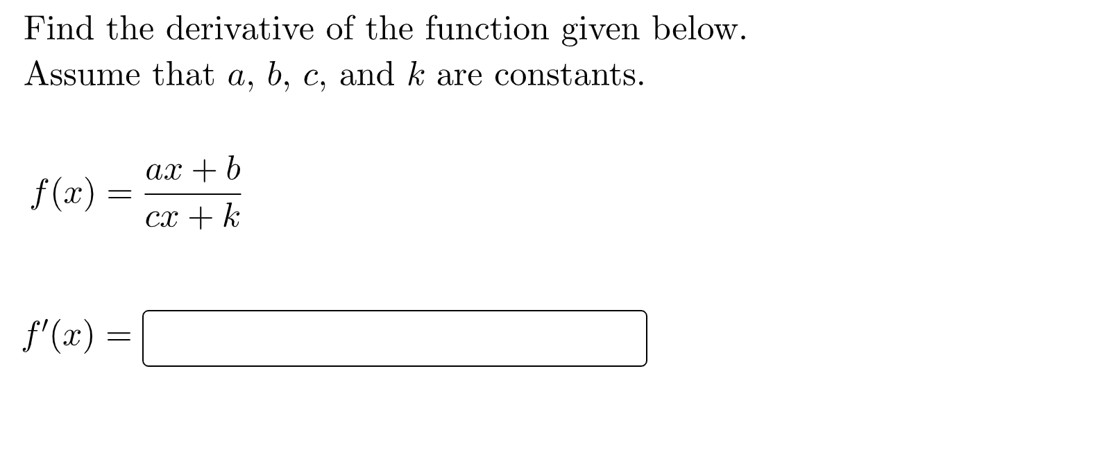 Solved Find The Derivative Of The Function Given Below. | Chegg.com