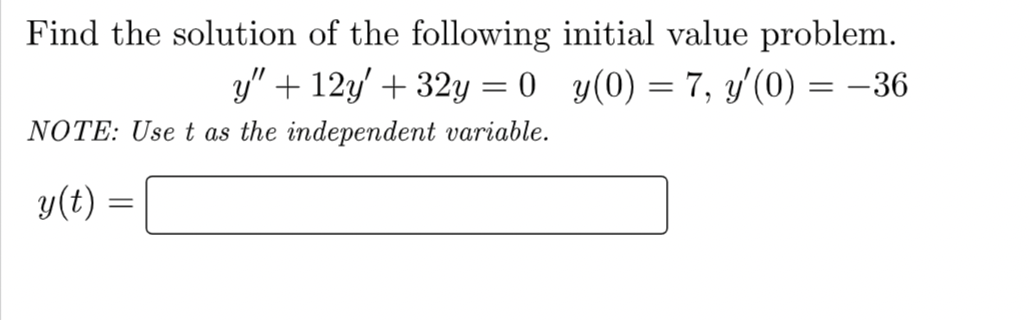 Solved Find The Solution Of The Following Initial Value | Chegg.com