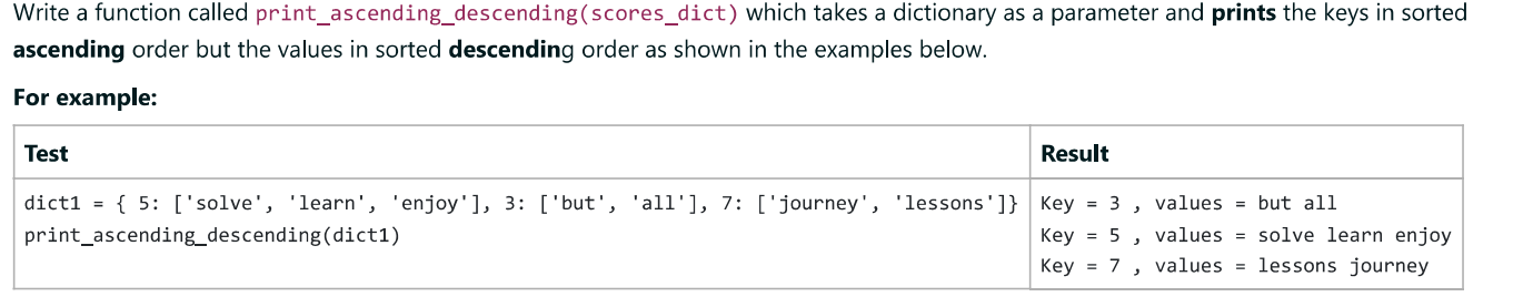 Solved Write a function called print_ascending_descending | Chegg.com