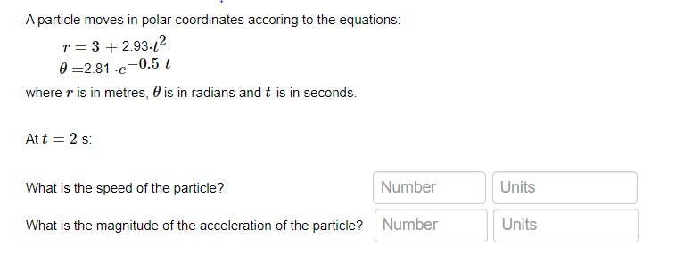 Solved A particle moves in polar coordinates accoring to the | Chegg.com