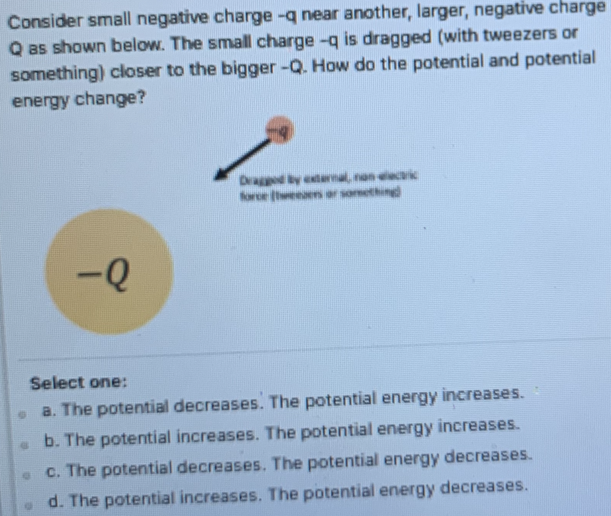 Solved Consider small negative charge -q near another, | Chegg.com