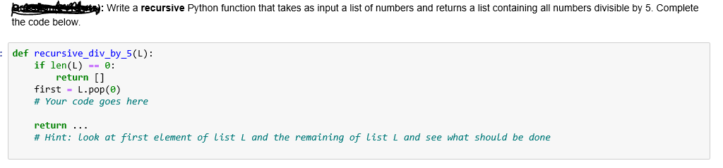 Solved : Write a recursive Python function that takes as | Chegg.com