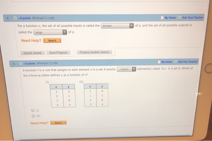 Solved 2 2 Points SPreCalc7 2 1 002 My Notes Ask Your Chegg