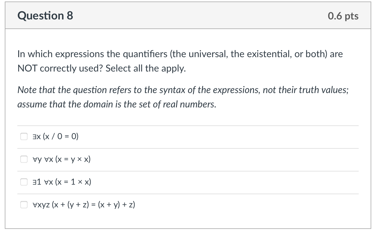 Solved In which expressions the quantifiers (the universal, | Chegg.com